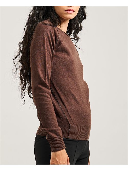 Silvian Heach women's wide crew neck sweater SILVIAN HEACH | GPA25241MACOFFEE GROUND